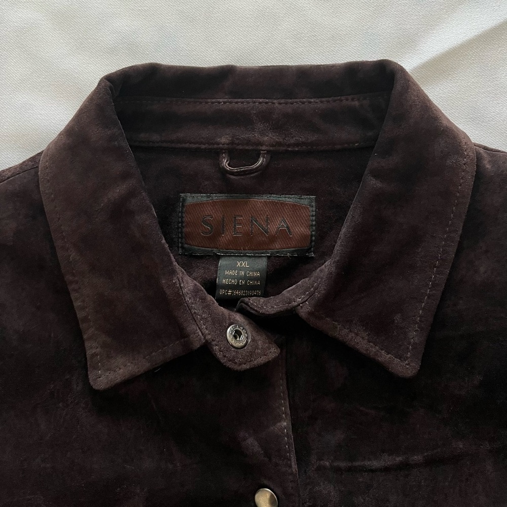 Women's Brown Suede Button-Front Jacket - Picture 5 of 7